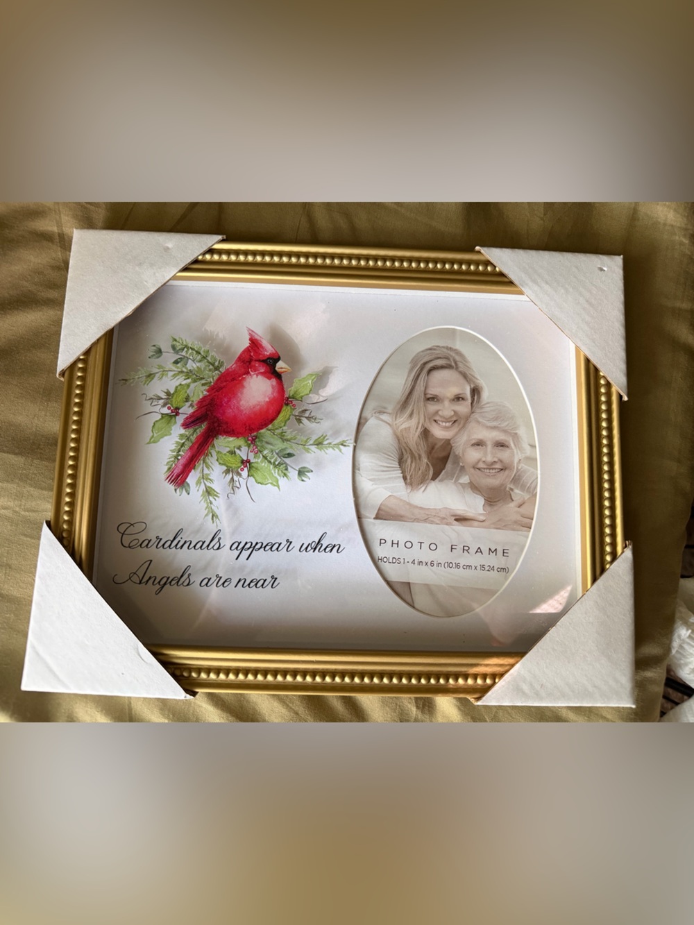 Gold Cardinal Photo Frame- in remberance